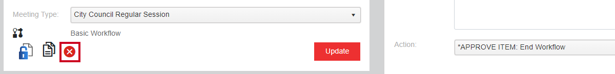 A Delete Item button that can be clicked to delete an item from the system.