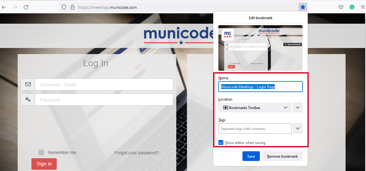 edit name, location, and tags