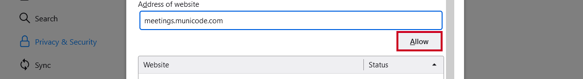 allow button