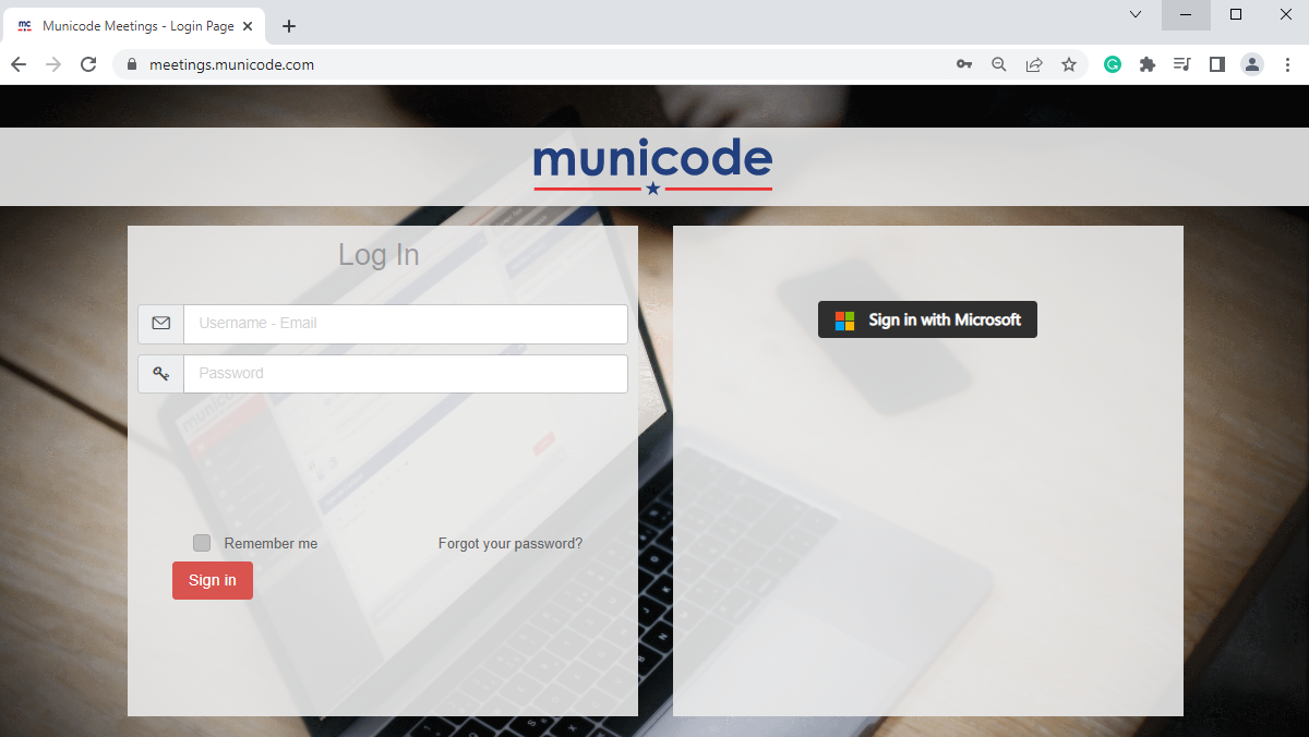 login page