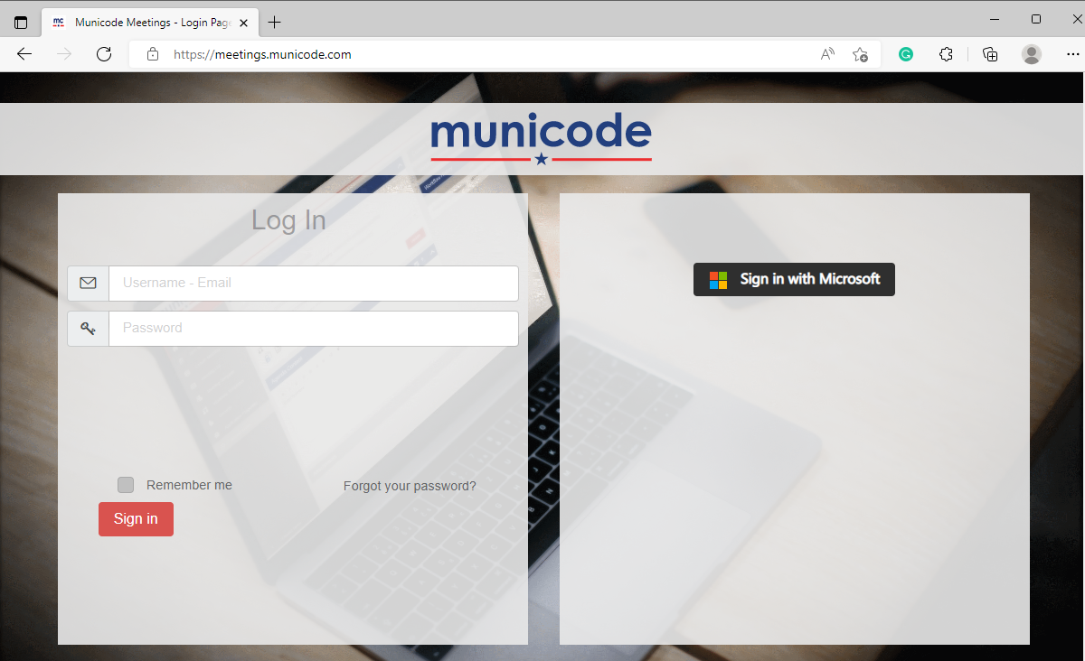 login page