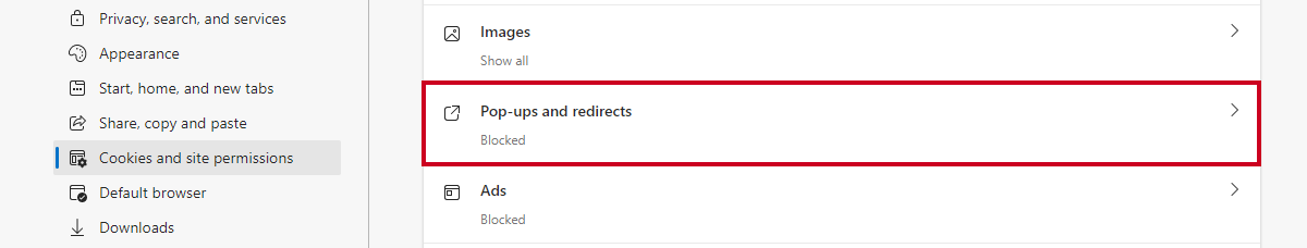 pop-ups and re-directs