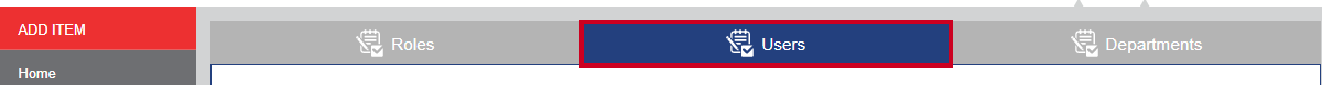 The blue, rectangular Users tab, which appears to the right of the Roles tab.