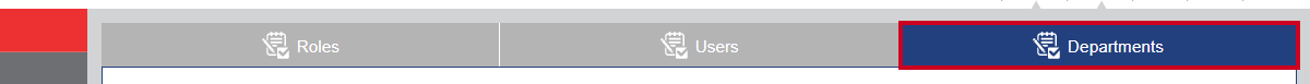 The blue, rectangular Departments tab, which appears to the right of the Roles and Users tabs.
