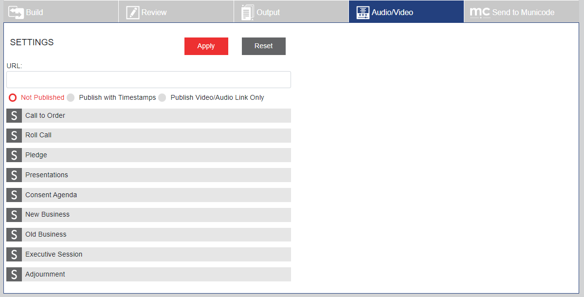 audio/video tab contents
