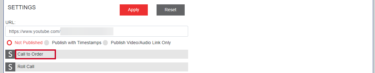 select section or item