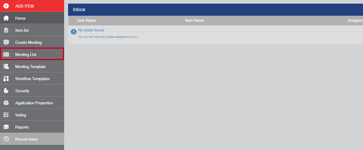 meeting list option