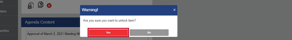 select yes on unlock warning pop-up