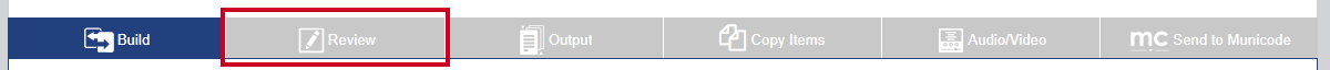 The Review tab tab which allows you to make changes to agenda content and attachments for the meeting.