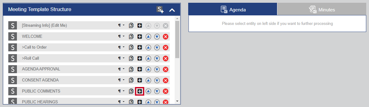A square, black and white Add Standing Item button.