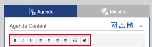 Text and Paragraph Formatting tool buttons, including bold, italic, and justify.