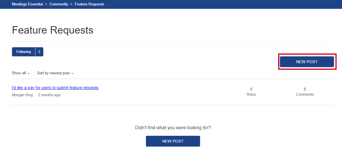 new post button