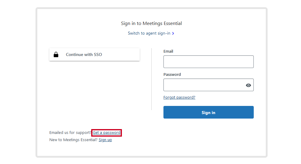 get a password link