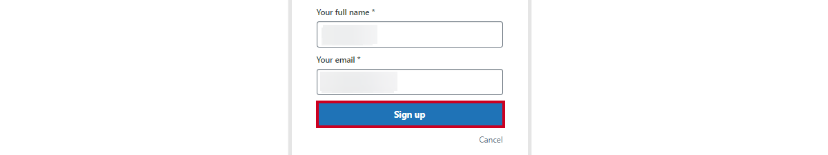 sign up button