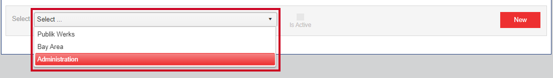select drop-down and departments list