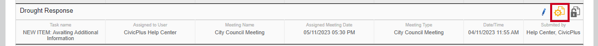 A yellow paper and gear Running workflow status icon in the Item List.