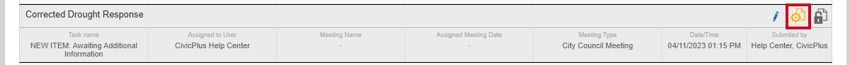 A yellow paper and gear Running workflow status icon in the Item List.
