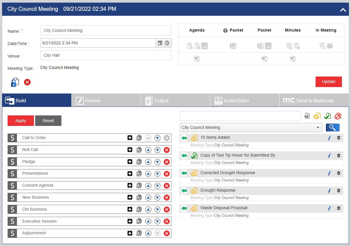 meeting detail screen