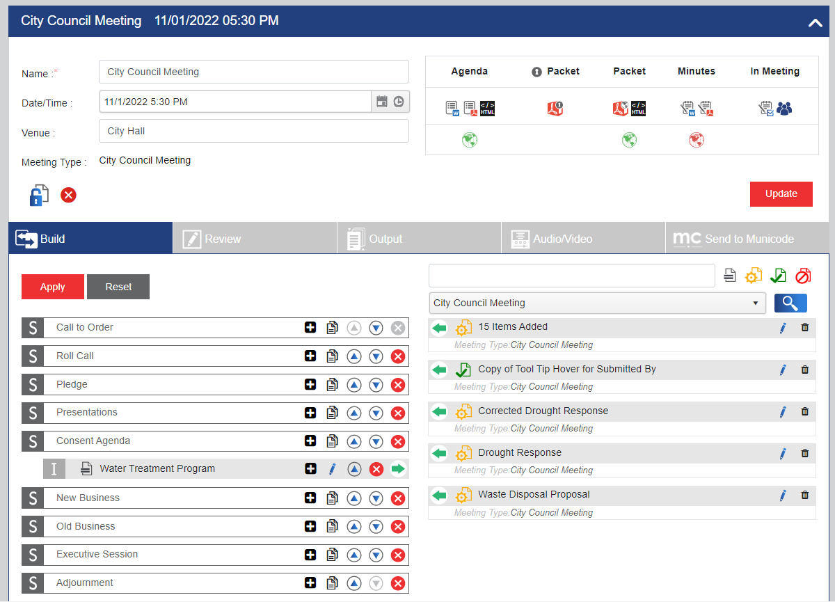 An example meeting detail screen.