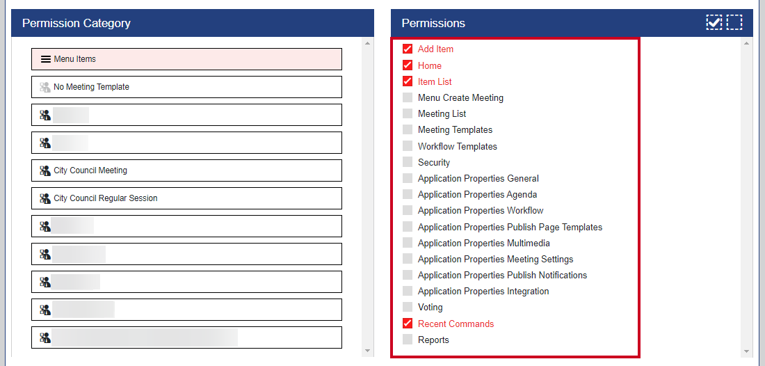 permissions list