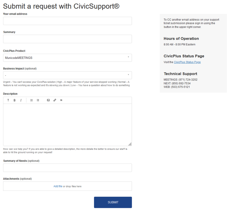 support request form