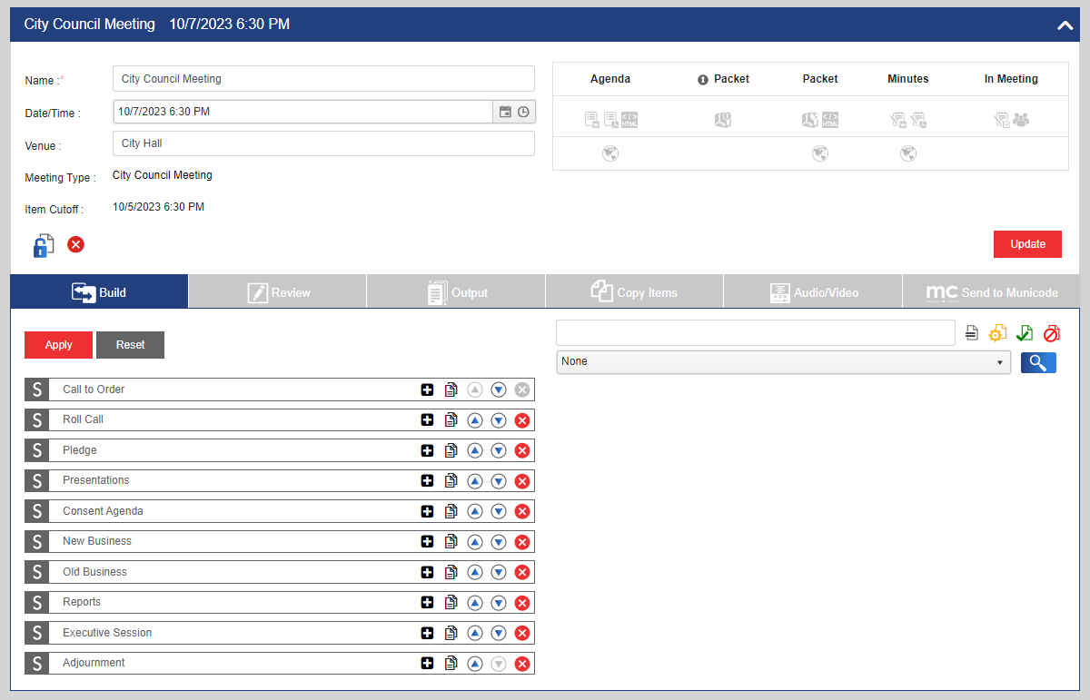 An example meeting detail screen.