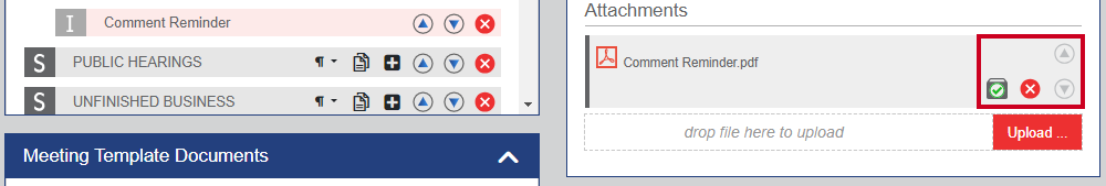 The Include in All Packets, Delete Document, and Move Up and Move Down icons in the Attachments area.