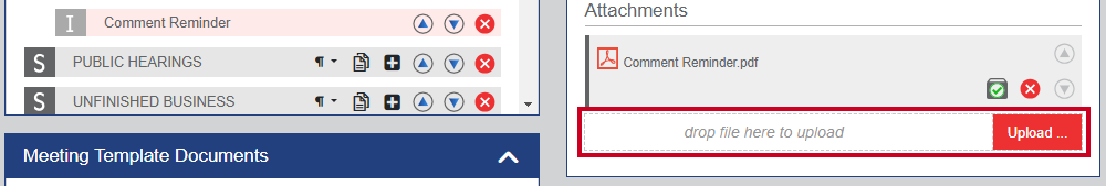 The two attachment upload options for standing items.