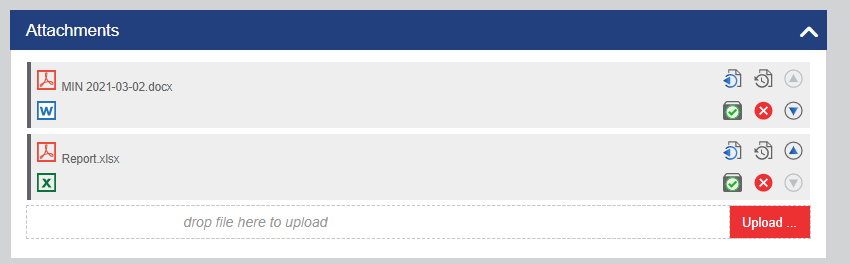 An example Attachments section with two documents listed.