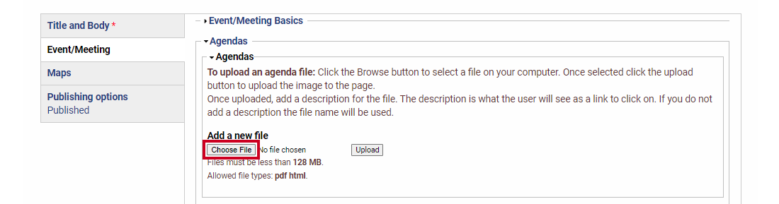 A Choose File button that can be clicked to open your computer's File Explorer.