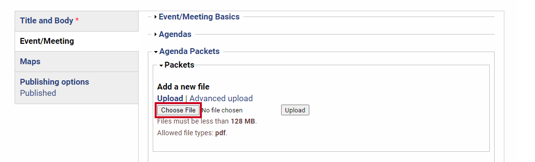 A Choose File button that can be clicked to open your computer's File Explorer.