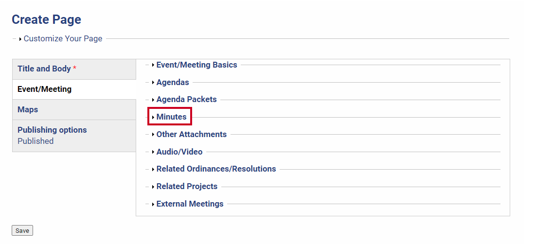 The Minutes dropdown option.