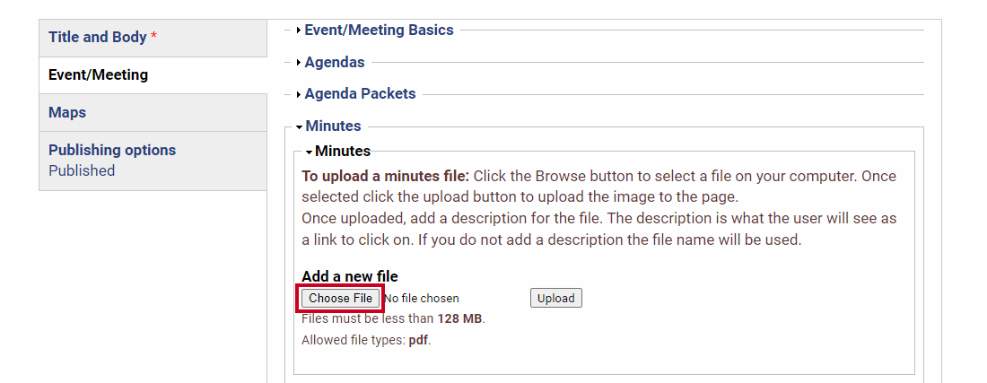A Choose File button that can be clicked to open your computer's File Explorer.