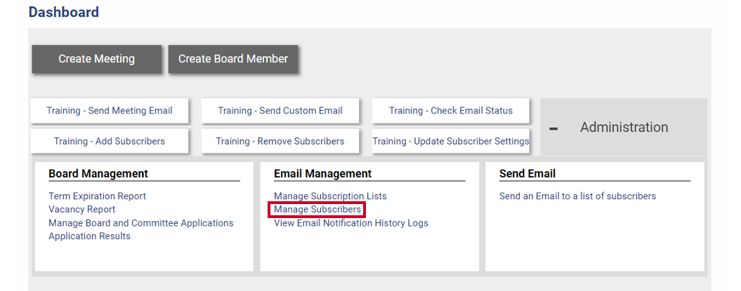 The Manage Subscribers link.