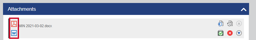 PDF amd Microsoft Word file format icons.