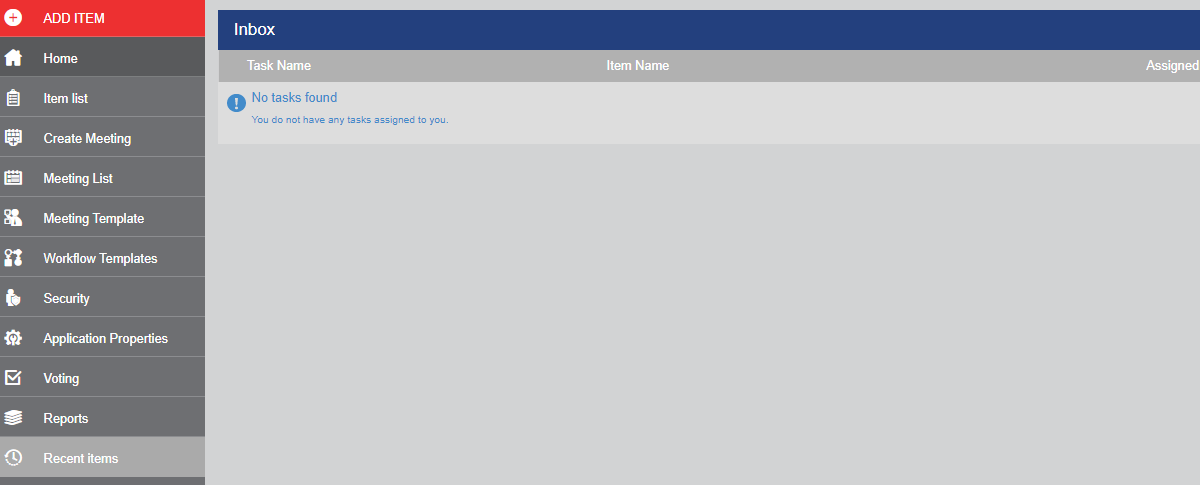 An example user home screen.